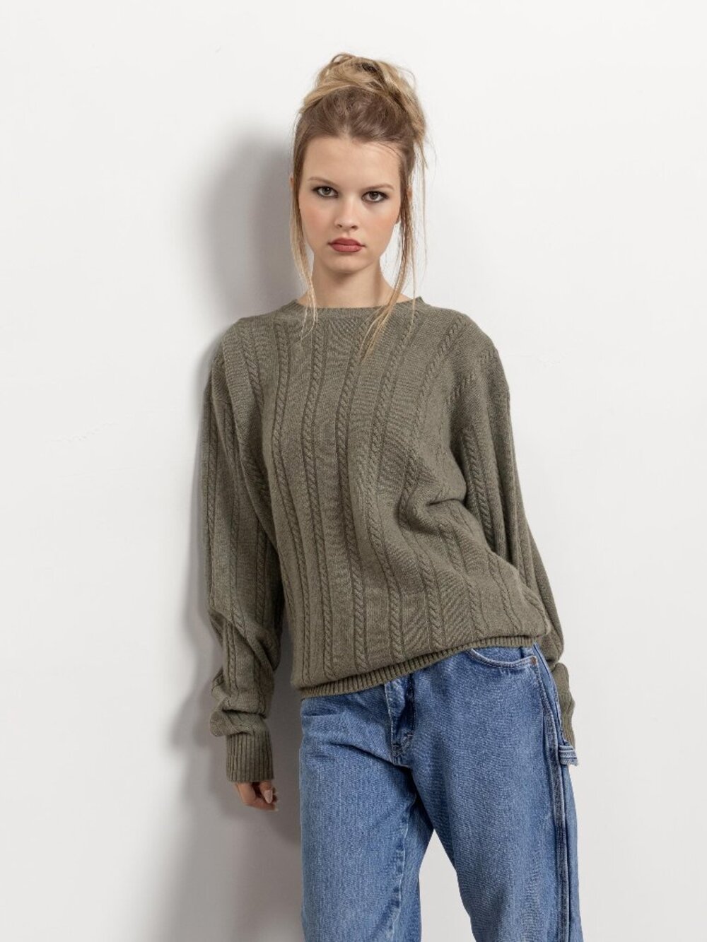 Lambswool Cable Knit Tommy Hilfiger Pullover Sweater Large